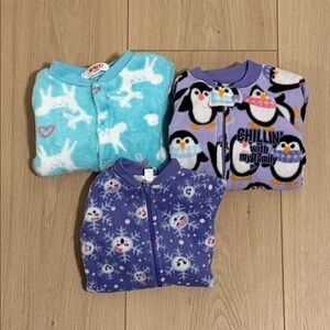Bundle of Fleece Baby Sleepers (Size 0-3m)